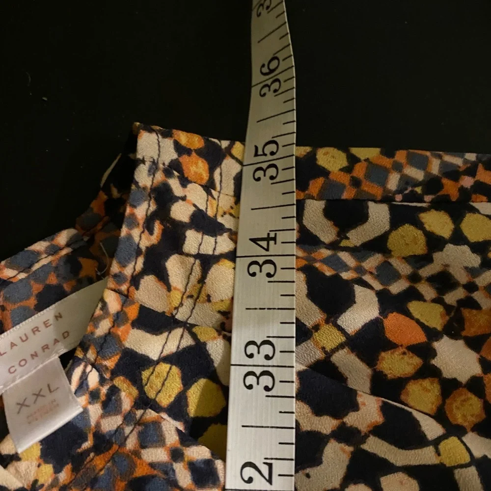 Lauren Conrad Pleated Abstract Mosaic Print Shift Dress  XXL, Peachy Orange - Picture 8 of 9
